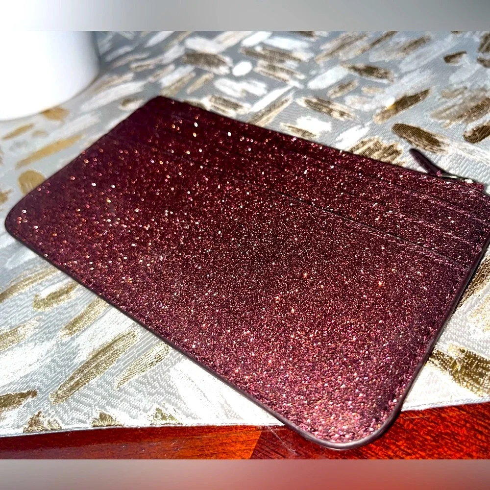 Kate Spade Shimmy Glitter Large Card Holder Slim Wallet ,Deep Nova Red - Picture 9 of 9